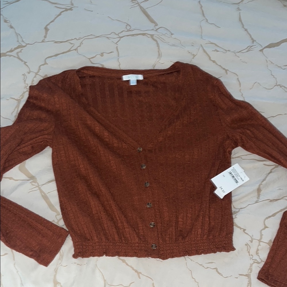 Women's Brown Button-Up Sweater